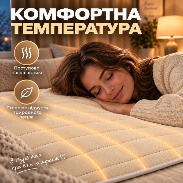 Електропростирадло Termosoft тепле простирадло з підігрівом Kayfovo 120*160 полуторка байка Персиковий - зображення 2