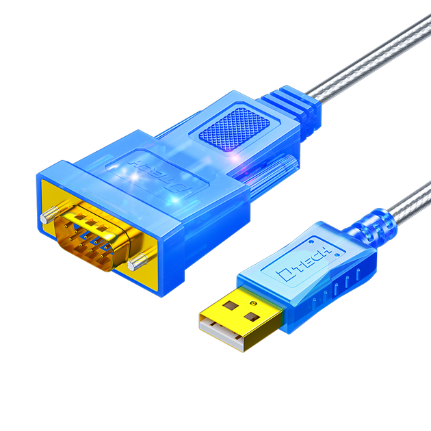 Послідовний кабель DTECH USB - RS232, промисловий роз'єм DB9 чоловічий, кабель-адаптер COM-порту, кабель для налагодження гравірувального верстата з мікросхемою FT232, перемикач PLC, 3 метри, DT-5031 - зображення 4