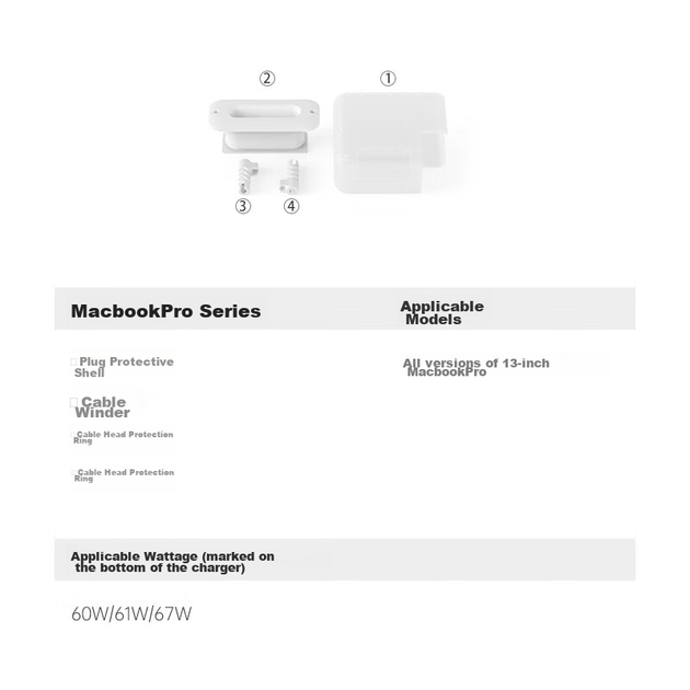 Захисний чохол для зарядного пристрою Mryc Apple для MacBook Air/Pro, адаптер живлення, органайзер для кабелю передачі даних та змотувач [60 Вт/61 Вт/67 Вт] - изображение 10