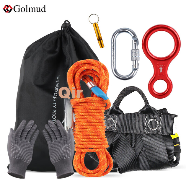 Страховочный трос Geermu Outdoor Escape для спуска по веревке со стальным проволочным сердечником, 8 мм, страховочная обвязка, комплект 10 метров. - изображение 4