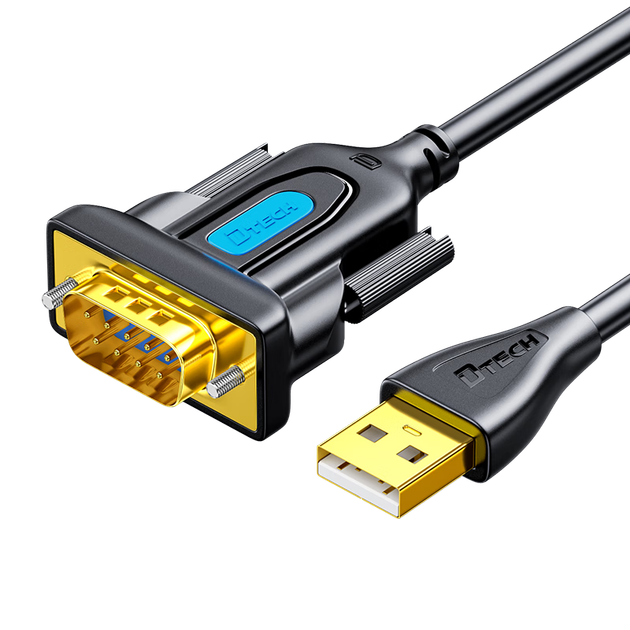 Послідовний кабель DTECH USB - RS232, кабель-адаптер USB - DB9 (чоловічий), сумісний з терміналом обліку відвідуваності, касовим апаратом, принтером етикеток, кабелем налагодження COM-порту, кабелем ПЛК, IOT5075-2M - зображення 4