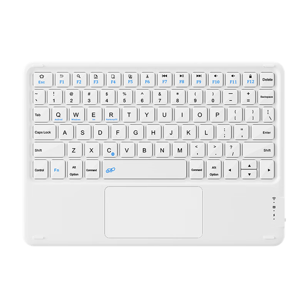 Беспроводная Bluetooth-клавиатура BOW Hangshi X19C с сенсорным управлением, бесшумная, совместима с планшетами Apple, Huawei, Xiaomi, iPad, Ultra-tin, портативная, перезаряжаемая, элегантный белый цвет. - изображение 4