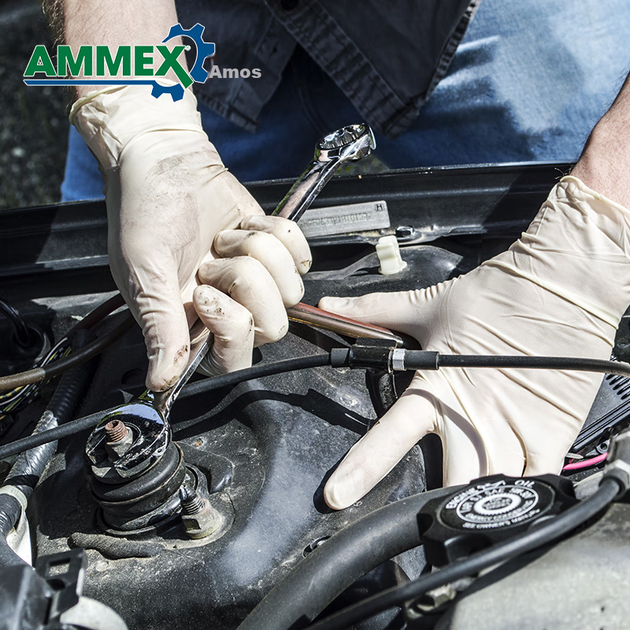 Одноразові латексні рукавички AMMEX, 100 штук, кремово-білі XLFRT, малий розмір S - изображение 8
