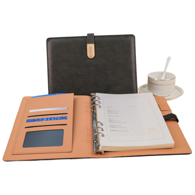Блокнот Zhongjian Stationery B5 с отрывными листами, для офиса, бизнеса, заметок, работы, записей, в кожаной обложке, ежедневник, журнал совещаний, с возможностью нанесения логотипа, серый. - изображение 4