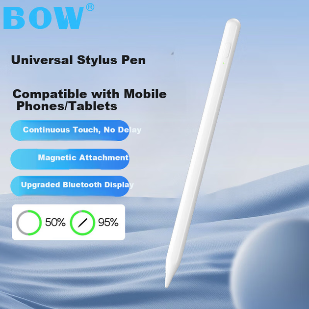 Универсальный стилус BOW для планшетов Huawei, Xiaomi, Apple, MatePad 11, емкостный стилус, сенсорное перо для рисования и редактирования, магнитное цифровое перо Bluetooth для Vivo. - изображение 4