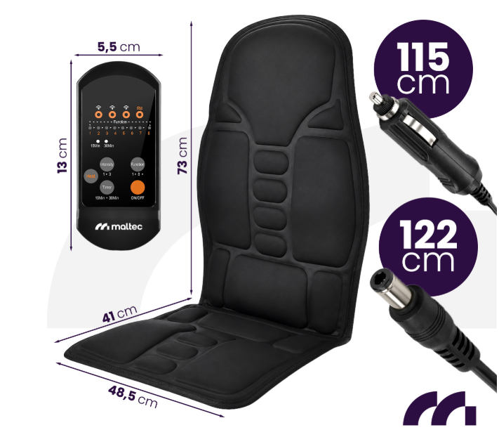 Массажная накидка на кресло MalTec SeatVibe 115192 с вибромассажем, 7 моторов, 8 режимов, 3 зоны массажа - изображение 3