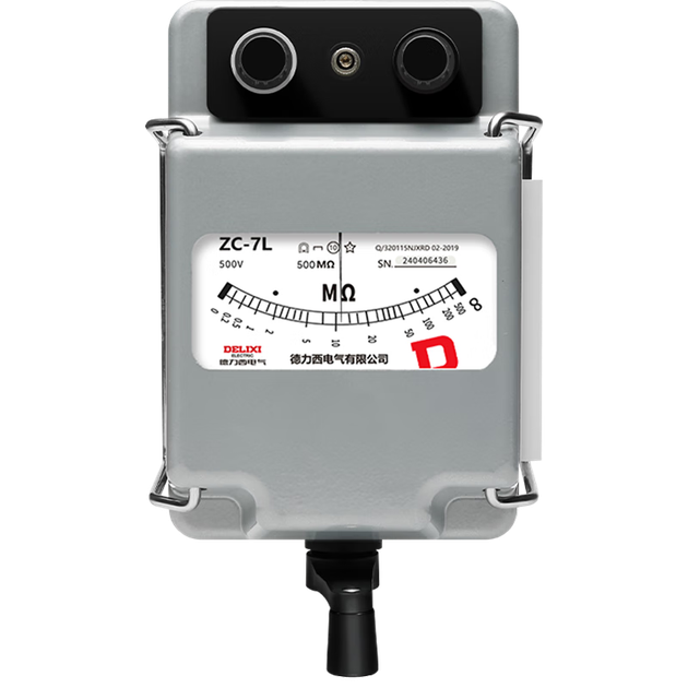 DELIXI ELECTRIC Мегаомметр з алюмінієвим корпусом, тестер опору ізоляції, ручний вимірювач опору для електриків [500 В/500 МОм] - зображення 4