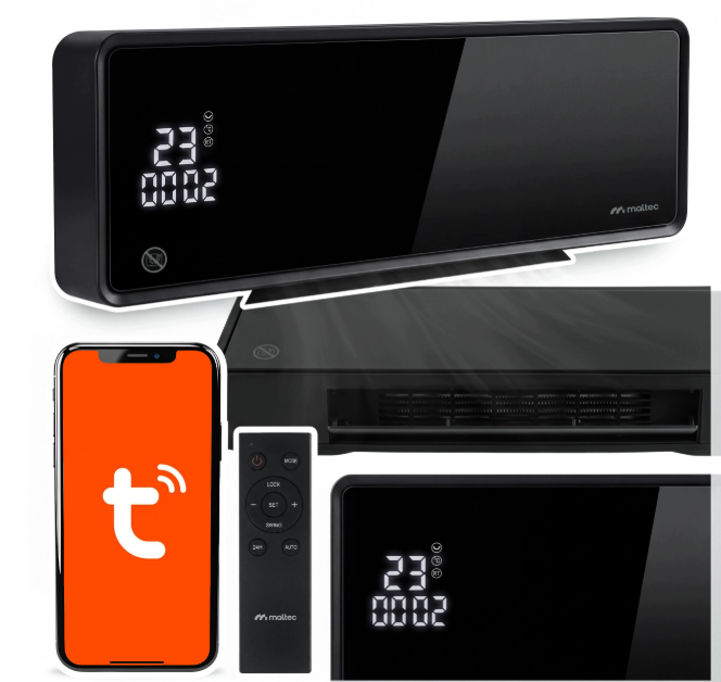 Тепловая воздушная завеса MalTec PT5800W-BL Wi-Fi 115251 2000 Вт с пультом, PTC-нагревателем, LED-дисплеем и таймером - изображение 2