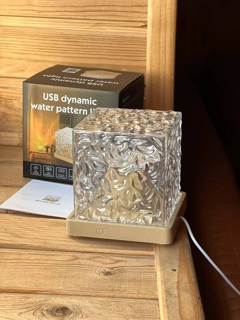 Декоративна LED лампа Cube Water Pattern RGB з ефектом водяних хвиль 16 кольорів USB з пультом - изображение 2