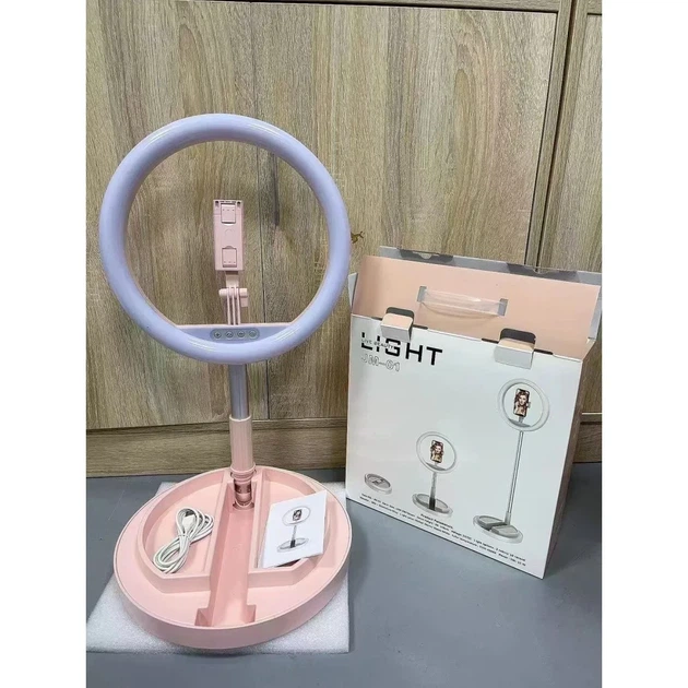 Кільцева LED лампа JM-01 29 см складна з тримачем для телефону, USB, 3 режими світла, настільна - Фото 2 Кільцева LED лампа JM-01 29 см складна з тримачем для телефону, USB, 3 режими світла, настільна - изображение 2