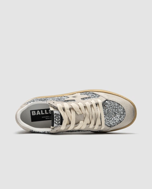 Жіночі кросівки повсякденні Golden Goose Ball Star In Silver Glitter With Ice-Gray Suede Inserts 37 (23,5 см) Сірий - зображення 2