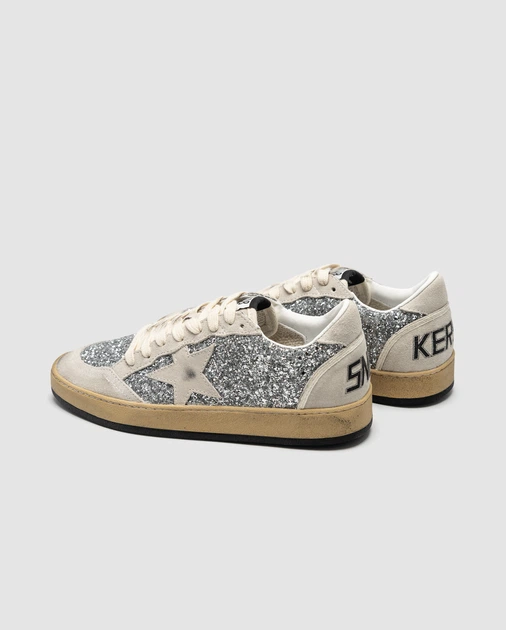 Жіночі кросівки повсякденні Golden Goose Ball Star In Silver Glitter With Ice-Gray Suede Inserts 37 (23,5 см) Сірий - зображення 6