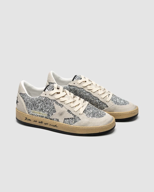 Жіночі кросівки повсякденні Golden Goose Ball Star In Silver Glitter With Ice-Gray Suede Inserts 37 (23,5 см) Сірий - зображення 7
