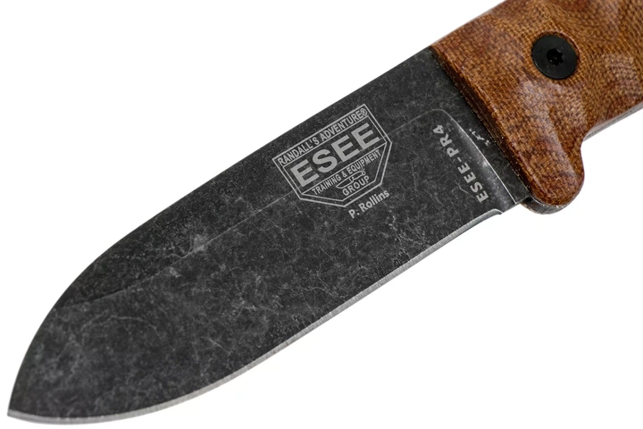 Ніж туристичний для польової кухні ESEE Camp Lore PR4 Micarta Blackwashed ESEE-PR4-BO - Фото 3 Ніж туристичний для польової кухні ESEE Camp Lore PR4 Micarta Blackwashed ESEE-PR4-BO - изображение 3