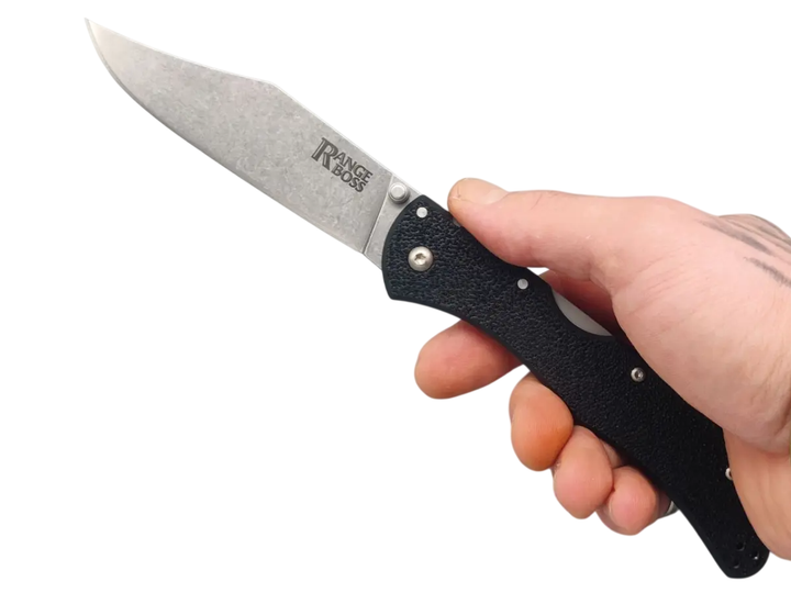 Ніж складаний Cold Steel Range Boss, замок Tri-Ad Lock, лезо Plain Stonewashed 4116, руківя Black Zy-Ex, Тайвань, CS-20KR5 - Фото 9 Ніж складаний Cold Steel Range Boss, замок Tri-Ad Lock, лезо Plain Stonewashed 4116, руківя Black Zy-Ex, Тайвань, CS-20KR5 - изображение 9