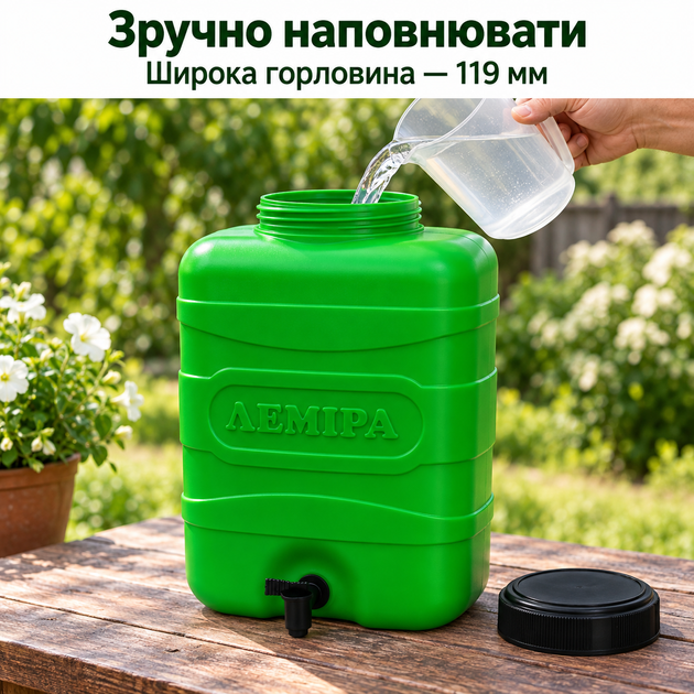 Рукомойник навесной Лемира 10 л пластиковый с краном для дачи зеленый - изображение 4