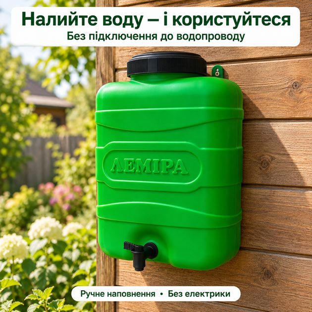 Рукомойник навесной Лемира 10 л пластиковый с краном для дачи зеленый - изображение 8