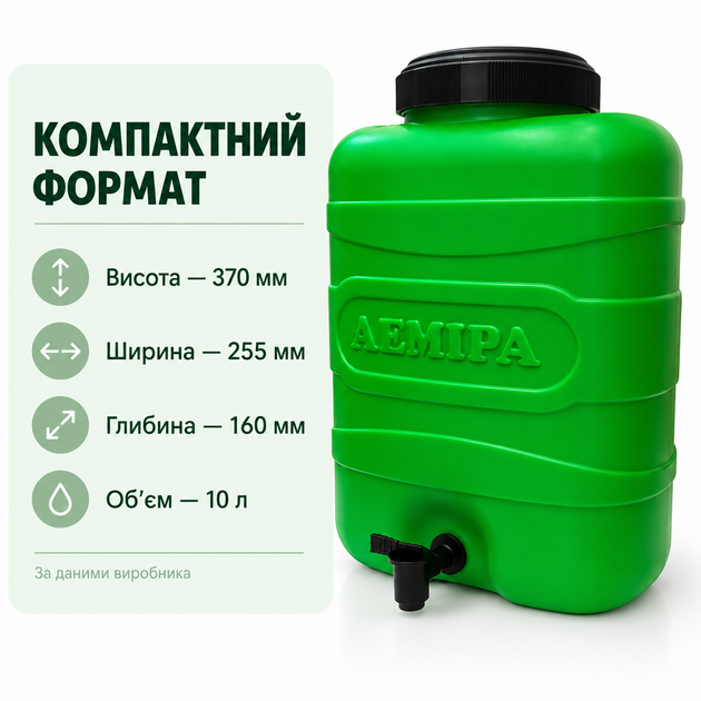 Рукомойник навесной Лемира 10 л пластиковый с краном для дачи зеленый - изображение 10