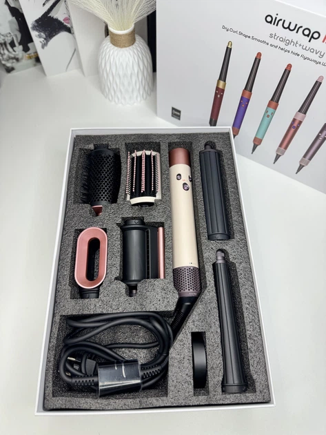 Мультистайлер Airwrap i.d. HS08 Straight & Wavy Ceramic Pink/Rose Gold Sakura Бежевий (P-315) - зображення 5