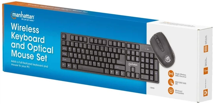 Zestaw bezprzewodowej Manhattan 178990 Wireless Keyboard and Mouse Set Black (766623178990) - obraz 5