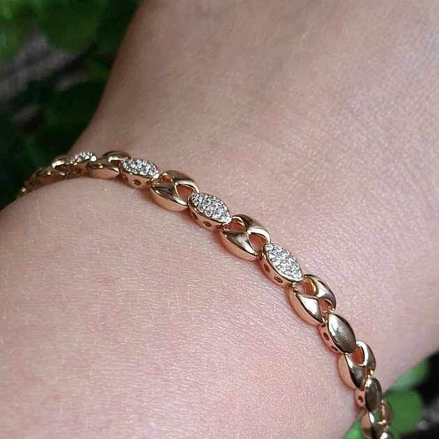 Браслет Xuping Jewelry 5мм длина 17-19см медицинское золото позолота 18К 2418 - Фото 4 Браслет Xuping Jewelry 5мм длина 17-19см медицинское золото позолота 18К 2418 - изображение 4