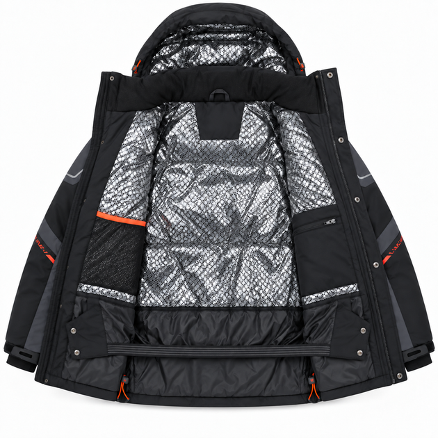 Термокуртка зимова Snow чоловіча мембранна Omni-Heat,L, Чорний - Фото 8 Термокуртка зимова Snow чоловіча мембранна Omni-Heat,L, Чорний - зображення 8