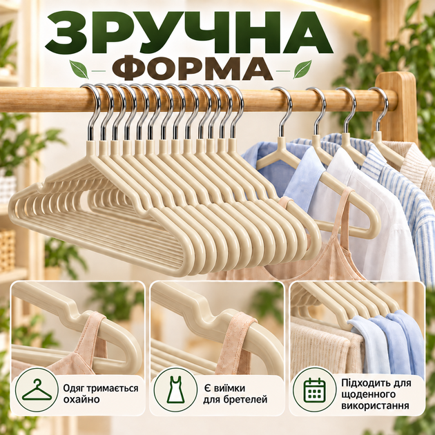 Набор вешалок-плечиков для одежды 10 шт, 40×20 см, 50 г, противоскользящие, с металлическим крючком KT9004022 - Фото 4 Набор вешалок-плечиков для одежды 10 шт, 40×20 см, 50 г, противоскользящие, с металлическим крючком KT9004022 - изображение 4