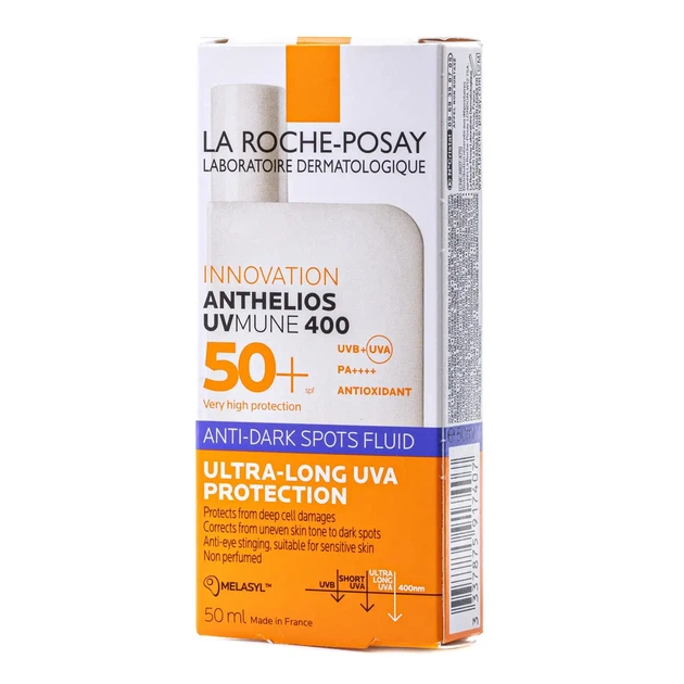 Солнцезащитный флюид для лица La Roche-Posay Anthelios UVMUNE 400 Fluide Anti-taches SPF 50+ - изображение 4