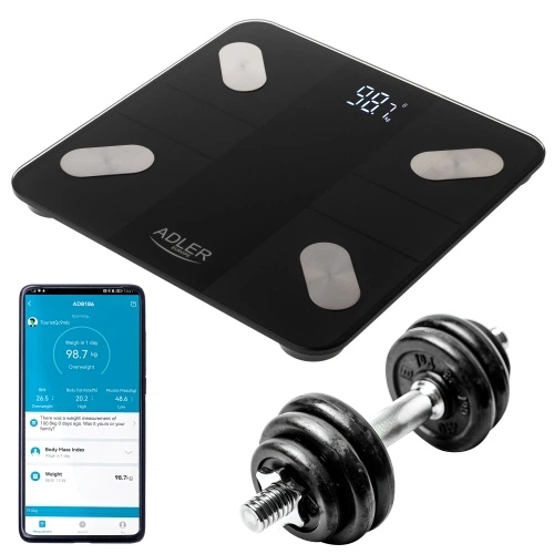 Smart-ваги Adler AD 8186 Black — Bluetooth, Tuya та 18 показників тіла - зображення 3