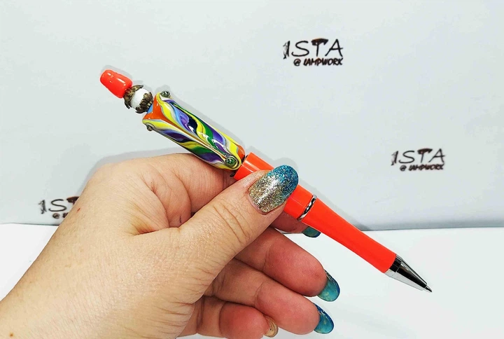 Ручка дизайнерская с авторскими бусинами с добавлением серебра 12184 ISTA Lampwork - изображение 6