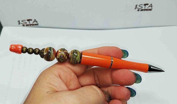 Ручка дизайнерская с авторскими бусинами с добавлением серебра 12153 ISTA Lampwork - Фото 3 Ручка дизайнерская с авторскими бусинами с добавлением серебра 12153 ISTA Lampwork - изображение 3