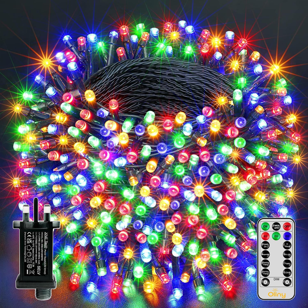 Рождественская гирлянда Ollny 20 м 200 LED, разноцветная, 8 режимов, пульт, таймер, IP44, питание от сети - Фото 2 Рождественская гирлянда Ollny 20 м 200 LED, разноцветная, 8 режимов, пульт, таймер, IP44, питание от сети - изображение 2