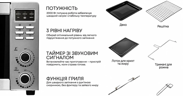 Электрическая печь с конвекцией Liberton LEO-501E INOX - изображение 7
