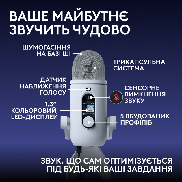 Микрофон Logitech G Yeti 2 USB White (988-000592) - изображение 8