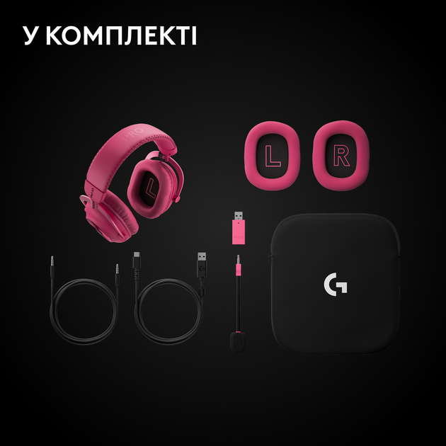 Наушники Logitech G PRO X3 LIGHTSPEED Wireless Gaming Headset Magenta (981-001756) - Фото 10 Наушники Logitech G PRO X3 LIGHTSPEED Wireless Gaming Headset Magenta (981-001756) - изображение 10