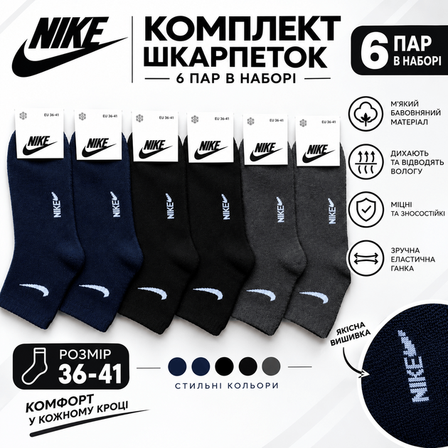 Набор мужских махровых термо носков NK 6 пар 36-41 Black-Grey-Blue - Фото 1 Набор мужских махровых термо носков NK 6 пар 36-41 Black-Grey-Blue - изображение 1