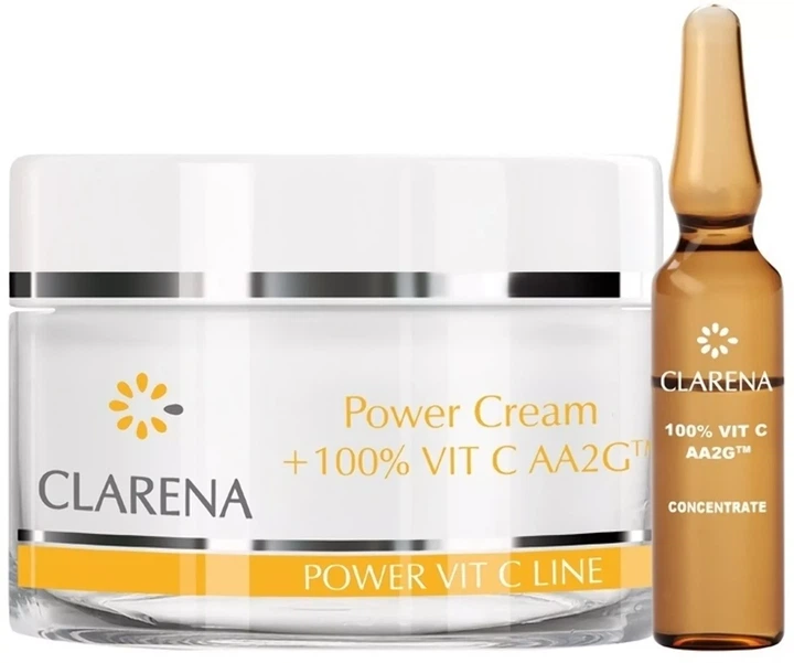 Крем основа з екстрактом шовку + ампула зi 100% вiт С Clarena Power Cream 100% - Фото 1 Крем основа з екстрактом шовку + ампула зi 100% вiт С Clarena Power Cream 100% - зображення 1