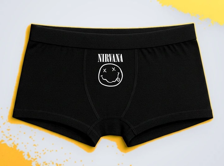 Мужские трусы-боксеры с принтом Nirvana Черный L - Фото 1 Мужские трусы-боксеры с принтом Nirvana Черный L - изображение 1