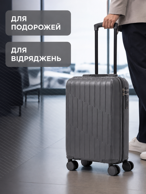 Дорожный чемодан на колесах 40×30×20 см для ручной клади с телескопической ручкой и кодовым замком, графит (49676347) - изображение 7