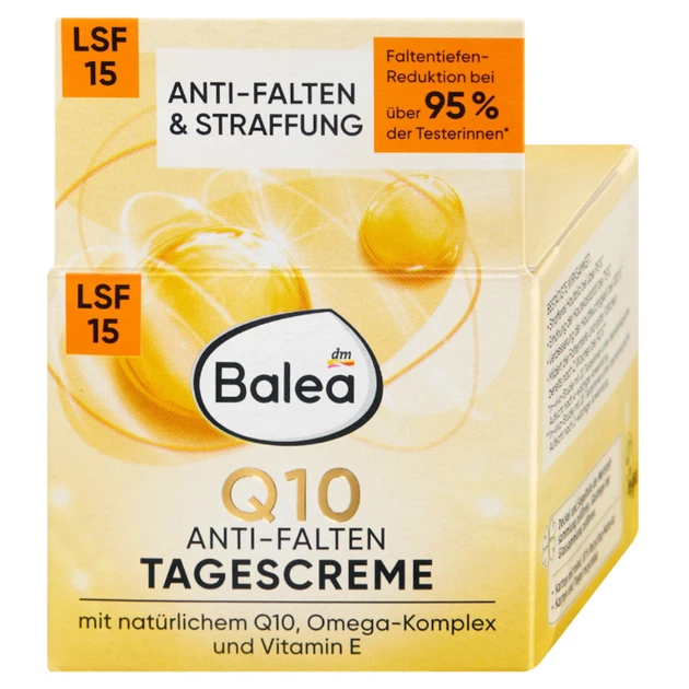 Дневной солнцезащитный антивозрастной крем против морщин Balea Gesichtscreme Q10 Anti-Falten schützende Tagescreme SPF 50 мл - изображение 2