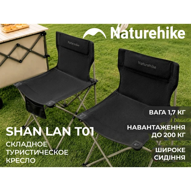 Кресло Naturehike Shan Lan T01 CNK2550JJ025 сталь Черный (1047-6977465864628) - изображение 4