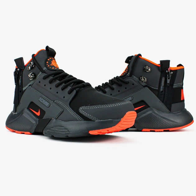 Кроссовки зимние мужские Ni Huarache Acronym termo Black Orange / Най Хуарачи Акронум термо черные 40 - изображение 4