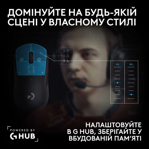 Миша Logitech G Pro X3 Superstrike Lightspeed Wireless Midnight Black (L910-007878) - Фото 2 Миша Logitech G Pro X3 Superstrike Lightspeed Wireless Midnight Black (L910-007878) - зображення 2