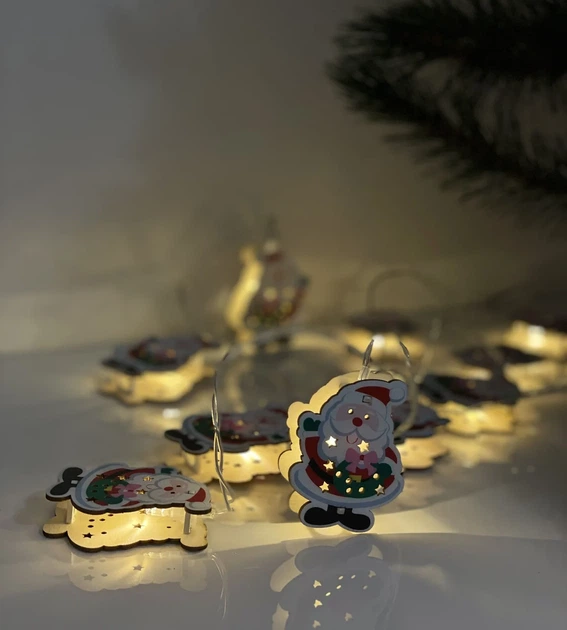 Гірлянда світлодіодна Chomik 10 LED 1,65 м теплий білий дерево Санта Клаус - зображення 5