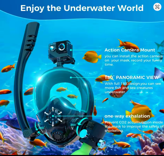Комплект для подводного погружения AquaDive Sku1 с панорамной маской, баллоном и ручным насосом - Фото 6 Комплект для подводного погружения AquaDive Sku1 с панорамной маской, баллоном и ручным насосом - изображение 6