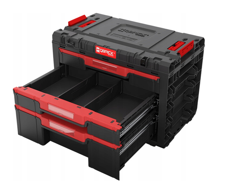 Ящик для зберігання інструментів 542х335х369 мм Qbrick PRIME Drawer 3 Toolbox модульний, пластиковий, чорний з червоним - Фото 4 Ящик для зберігання інструментів 542х335х369 мм Qbrick PRIME Drawer 3 Toolbox модульний, пластиковий, чорний з червоним - зображення 4