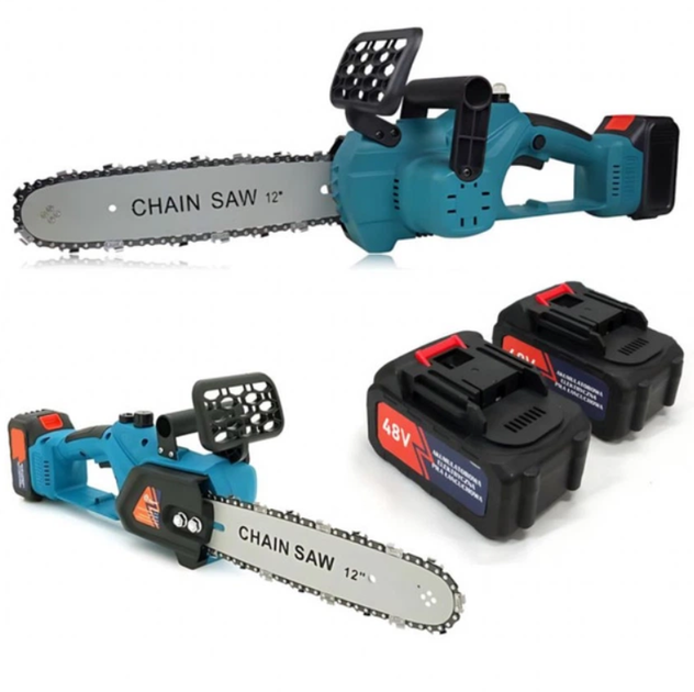 Пила аккумуляторная Makita 48 В 5 А·ч цепная 2500 Вт шина 12 дюймов электропила 30 см бесщеточная автоматическая смазка 10000 об мин шаг 3 8 садовая для заготовки дров обрезки веток распиливания бревен досок древесины с 2 АКБ кейсом - изображение 8