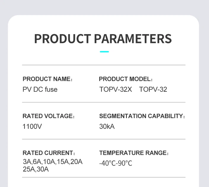 Тримач запобіжників DC TOMZN TOPV-32X 2P 1100V LED зі встановленим запобіжником 20A, для сонячних панелей (19622) - Фото 10 Тримач запобіжників DC TOMZN TOPV-32X 2P 1100V LED зі встановленим запобіжником 20A, для сонячних панелей (19622) - зображення 10