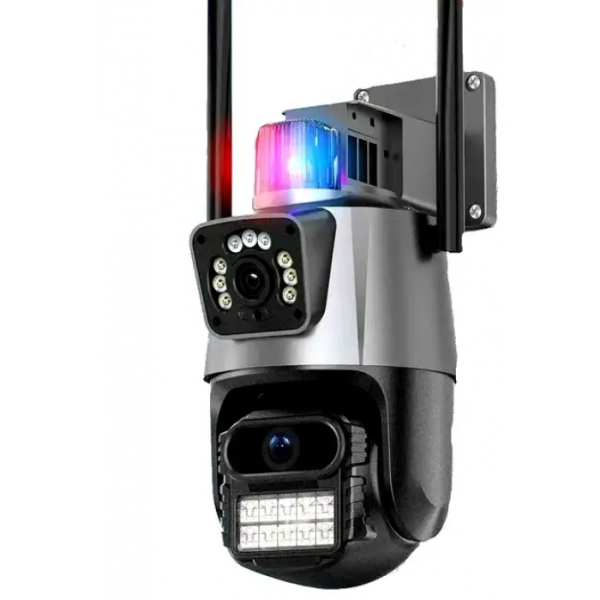 Уличная охранная WIFI камера видеонаблюдения Dual Lens Поворотная камера с сиреной P11 - Фото 2 Уличная охранная WIFI камера видеонаблюдения Dual Lens Поворотная камера с сиреной P11 - изображение 2