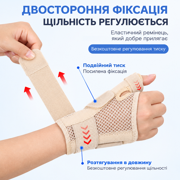 Бандаж-фиксатор Vilico для запястья и большого пальца с двойной застежкой-липучкой. Универсальный для правой и левой руки1 шт (5024906) - Фото 3 Бандаж-фиксатор Vilico для запястья и большого пальца с двойной застежкой-липучкой. Универсальный для правой и левой руки1 шт (5024906) - изображение 3